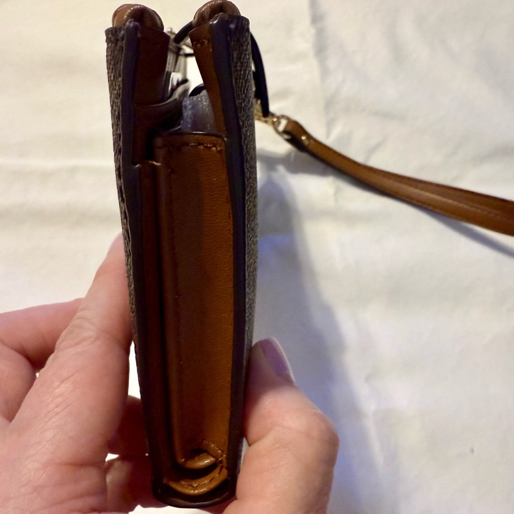 Michael Kors Gold and Brown Large Double Zip Wristlet - Picture 6 of 9